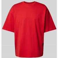 REVIEW Oversized T-Shirt mit geripptem Rundhalsausschnitt in Rot, Größe L von REVIEW