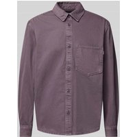 REVIEW Regular Fit Freizeithemd mit Label-Detail in Aubergine, Größe XXL von REVIEW