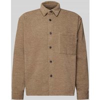 REVIEW Regular Fit Freizeithemd mit Strukturmuster in Beige, Größe L von REVIEW