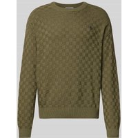 REVIEW Regular Fit Pullover in Strick-Optik in Oliv, Größe L von REVIEW