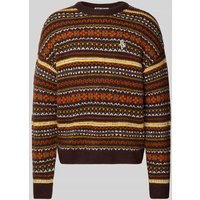 REVIEW Regular Fit Pullover mit Woll-Anteil in Strick-Optik in Dunkelbraun, Größe XS von REVIEW