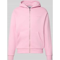 REVIEW Regular Fit Sweatjacke mit Logo-Applikation in Rosa, Größe XXL von REVIEW