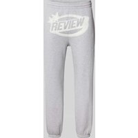 REVIEW Regular Fit Sweatpants mit Label-Print in Hellgrau Melange, Größe S von REVIEW
