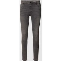 REVIEW Skinny Fit Jeans mit Label-Patch in Mittelgrau, Größe 34/36 von REVIEW