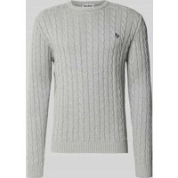 REVIEW Slim Fit Strickpullover mit Zopfmuster in Hellgrau Melange, Größe XXL REVIEW Slim Fit Strickpullover mit Zopfmuster in Hellgrau Melange, Größe XXL von REVIEW
