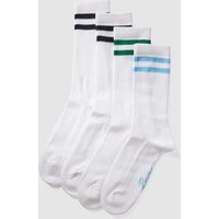 REVIEW Socken mit Kontraststreifen im 4er-Pack in Weiss, Größe 39/42 von REVIEW