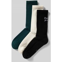REVIEW Socken mit Label-Print im 3er-Pack in Dunkelgruen, Größe 43/46 von REVIEW