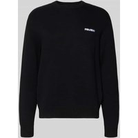 REVIEW Strickpullover mit Label-Stitching in Black, Größe L von REVIEW