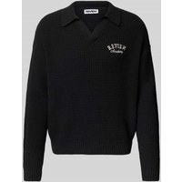 REVIEW Strickpullover mit Label-Stitching in Black, Größe XXL von REVIEW