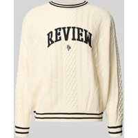 REVIEW Strickpullover mit Label-Stitching in Ecru, Größe XXL von REVIEW