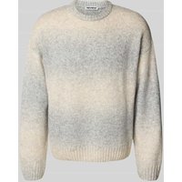 REVIEW Strickpullover mit Label-Stitching in Hellgrau Melange, Größe M von REVIEW