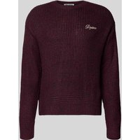 REVIEW Strickpullover mit Rundhalsausschnitt in Dunkelrot, Größe L von REVIEW