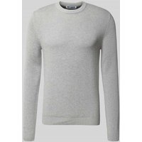 REVIEW Strickpullover mit Rundhalsausschnitt in Hellgrau Melange, Größe XS von REVIEW
