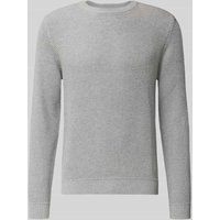 REVIEW Strickpullover mit Strukturmuster in Hellgrau Melange, Größe M von REVIEW