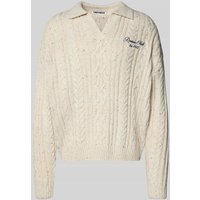 REVIEW Strickpullover mit Zopfmuster in Ecru, Größe XXL von REVIEW