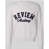 REVIEW Strickpullover mit gerippten Abschlüssen in Hellgrau Melange, Größe XXL von REVIEW