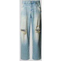 REVIEW Super Baggy Fit Jeans aus reiner Baumwolle im Destroyed-Look in Hellblau, Größe 32 von REVIEW