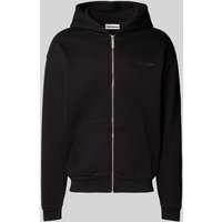 REVIEW Sweatjacke mit Label-Print in Black, Größe S von REVIEW