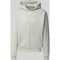 REVIEW Sweatjacke mit Label-Print in Hellgrau, Größe XL von REVIEW
