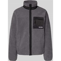 REVIEW Sweatjacke mit Stehkragen in Dunkelgrau, Größe XXL von REVIEW