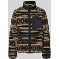 REVIEW Sweatjacke mit Stehkragen in Hellbraun, Größe L von REVIEW