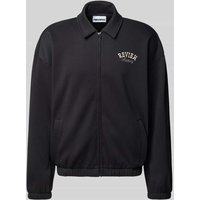 REVIEW Sweatjacke mit Umlegekragen und Eingrifftaschen in Black, Größe XXL von REVIEW