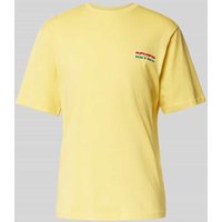 REVIEW T-Shirt mit Label-Print in Pastellgelb, Größe XXL von REVIEW