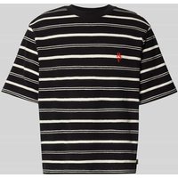 REVIEW Cropped Fit T-Shirt mit Label-Stitching in Black, Größe M von REVIEW