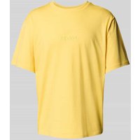 REVIEW T-Shirt mit Label-Stitching in Pastellgelb, Größe XXL von REVIEW