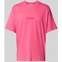 REVIEW T-Shirt mit Label-Stitching in Pink, Größe XXL von REVIEW