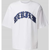 REVIEW T-Shirt mit Label-Stitching in Weiss, Größe L von REVIEW