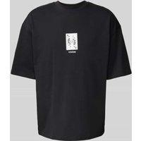 REVIEW T-Shirt mit Label- und Motiv-Print in Black, Größe L von REVIEW