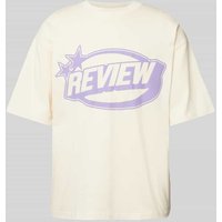 REVIEW T-Shirt mit Rundhalsausschnitt in Ecru, Größe L von REVIEW