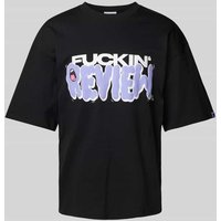 REVIEW T-Shirt mit Statement- und Label-Print in Black, Größe L von REVIEW