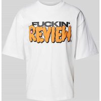 REVIEW T-Shirt mit Statement- und Label-Print in Weiss, Größe XL von REVIEW