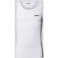 REVIEW Tanktop in Ripp-Optik in Weiss, Größe L von REVIEW