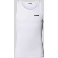 REVIEW Tanktop in Ripp-Optik mit Label-Stitching in Weiss, Größe L von REVIEW