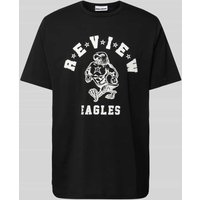 REVIEW T-Shirt mit Label-Print in Black, Größe L von REVIEW