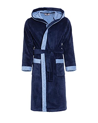Herren Bademantel Revise RE-855 - mit Bambus faser - mit Kapuze – Dunkelblau 5041 Gr. L von R Revise