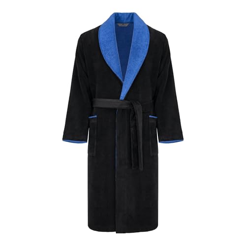 Herren Bademantel Revise RE-859 - mit Bambus faser - Schwarz mit Blau Gr. XL von R Revise