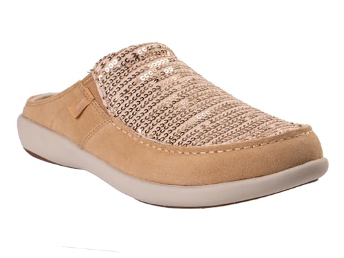 REVITALIGN Siesta Damen Pantoletten mit Pailletten, Champagner, 38.5 EU Weit REVITALIGN Siesta Damen Pantoletten mit Pailletten, Champagner, 38.5 EU Weit von REVITALIGN