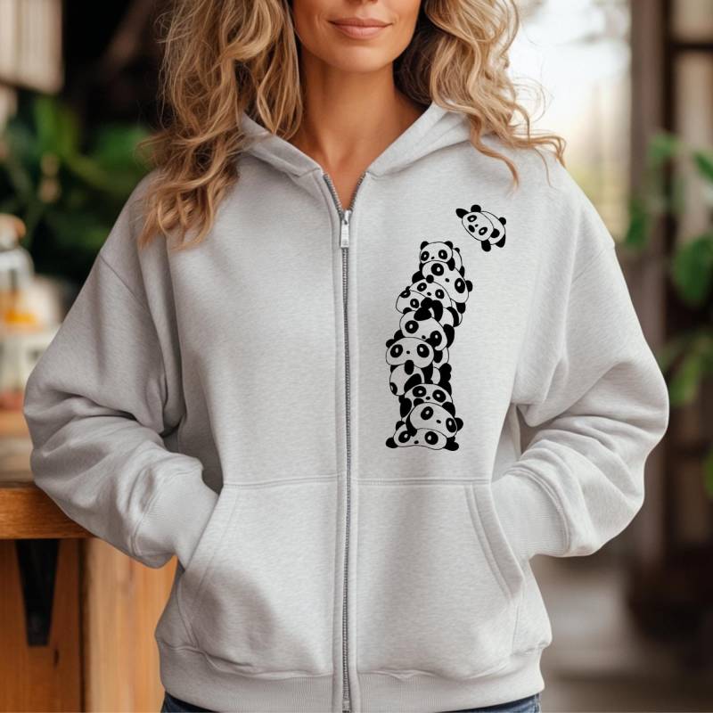 Niedliche Sweatshirts Für Frauen, Reißverschluss Hoodie, Panda Shirt, Bequemes Tier Plus Größe Sweatshirt, Lustiges Bär Shirt von REVIVALINK