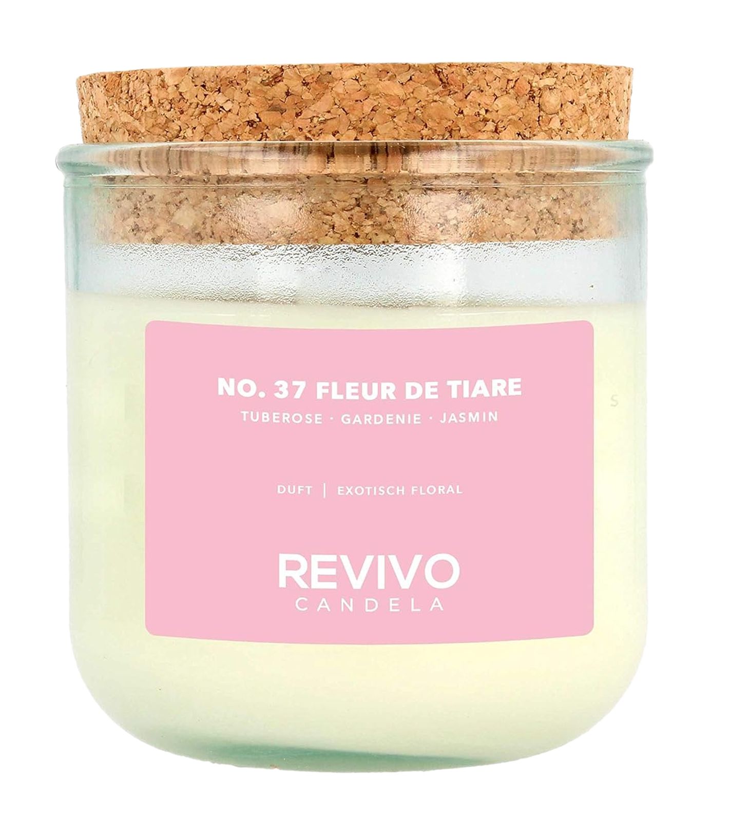REVIVO CANDELA NO. 37 FLEUR DE TIARE nachhaltige Duftkerzen aus Rapswachs Glas-Kerze mit Korkdeckel Wohn-Dekoration Weiß/Braun REVIVO CANDELA NO. 37 FLEUR DE TIARE nachhaltige Duftkerzen aus Rapswachs Glas-Kerze mit Korkdeckel Wohn-Dekoration Weiß/Braun von REVIVO CANDELA