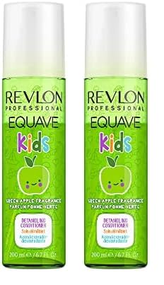REVLON PROFESSIONAL EQUAVE Kids Apple Detangling Conditioner, 200 ml, entwirrender Leave in Sprühconditioner für Kinder, 2-Phasen Haarpflege für glänzende, seidige Haare (Packung mit 2) von REVLON PROFESSIONAL