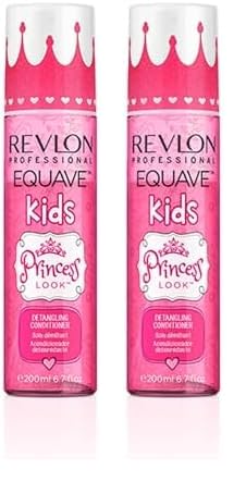 REVLON PROFESSIONAL EQUAVE Kids Princess Detangling Conditioner, 200 ml, entwirrender Leave in Sprühconditioner für Kinder, 2-Phasen Haarpflege für glänzende, seidige Haare (Packung mit 2) von REVLON PROFESSIONAL