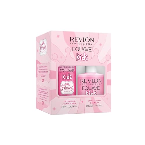 REVLON PROFESSIONAL EQUAVE Kids Princess Duo Set: Detangling Conditioner, 200 ml, sofort entwirrender Leave in Sprühconditioner & Shampoo, 300ml, sanfte Haarpflege für glänzende, seidige Kinderhaare von REVLON PROFESSIONAL