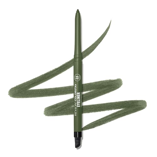 Revlon ColorStay Eyeliner Pencil, Nicht Übertragender und Wasserfester Eyeliner-Stift, Grün, Integrierter Anspitzer und Schwamm, 206 Jade, 0.28 g von Revlon