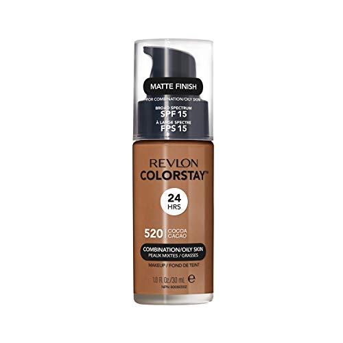 Revlon Colorstay Liquid Foundation Make-up für Mischhaut/fettige Haut LSF 15, Longwear Mittlere vollständige Deckung mit mattem Finish, Kakao (520), 30 ml von Revlon