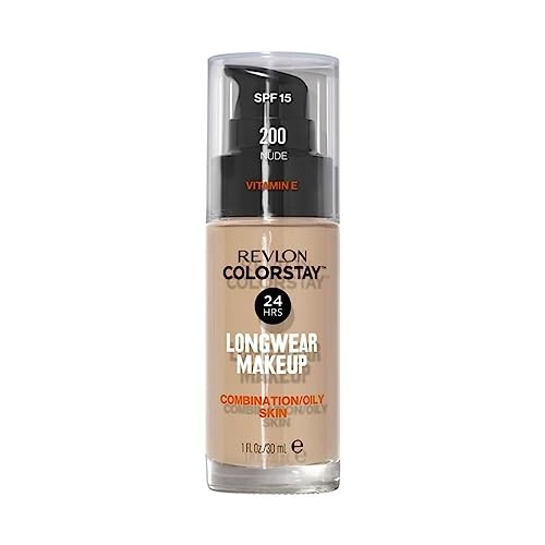 Revlon Colorstay Liquid Foundation Makeup für Mischhautfettige Haut LSF 15 Longwear Mittlere vollständige Deckung mit mattem Finish Nude 200 | 30 ml (1er Pack) von Revlon