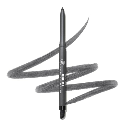 Revlon ColorStay Eyeliner Pencil, Nicht Übertragender und Wasserfester Eyeliner-Stift, Grau, Integrierter Anspitzer und Schwamm, 204 Charcoal, 0.28 g von Revlon